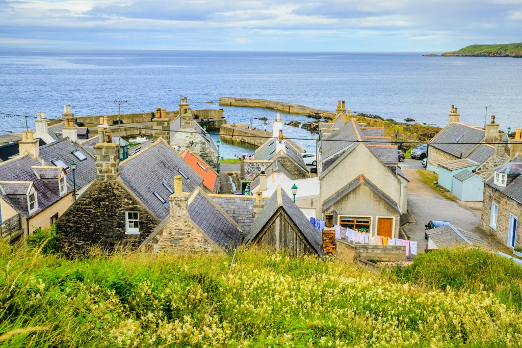 Sandend is a small fishing village near Banff and Portsoy. In the late 19th and early 20th centuries it was an active fishing village.